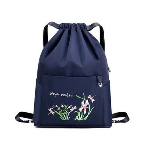 Embroidered Drawstring Backpack Backpacks Embroidered Drawstring Foldable Backpack