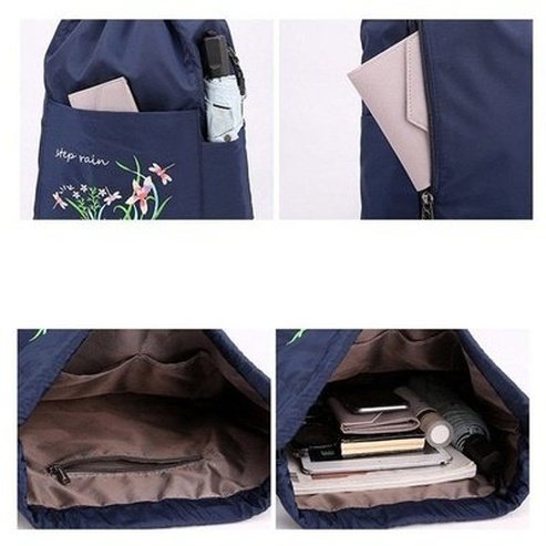 Embroidered Drawstring Backpack Backpacks Embroidered Drawstring Foldable Backpack
