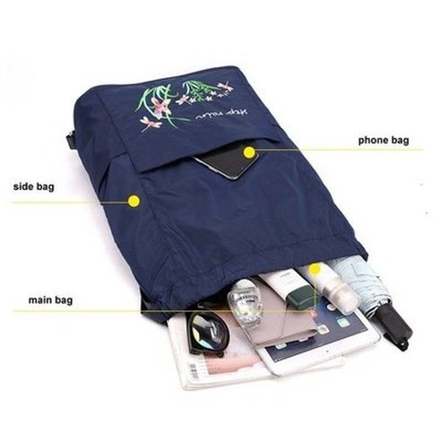 Embroidered Drawstring Backpack Backpacks Embroidered Drawstring Foldable Backpack