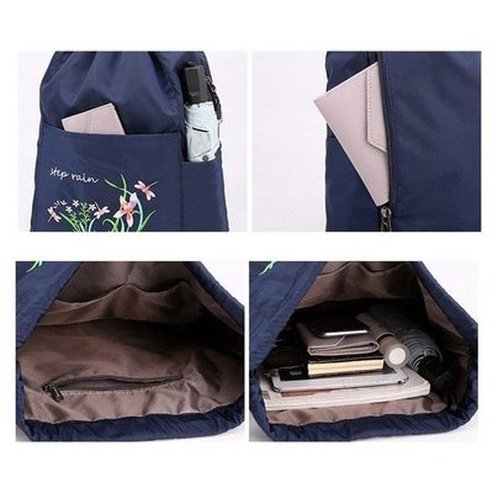 Embroidered Drawstring Backpack Backpacks Embroidered Drawstring Foldable Backpack