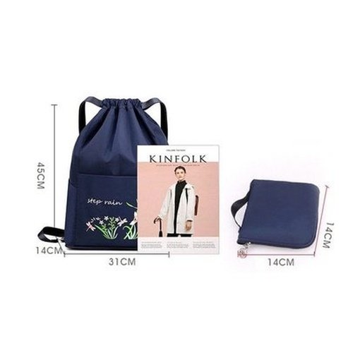 Embroidered Drawstring Backpack Backpacks Embroidered Drawstring Foldable Backpack