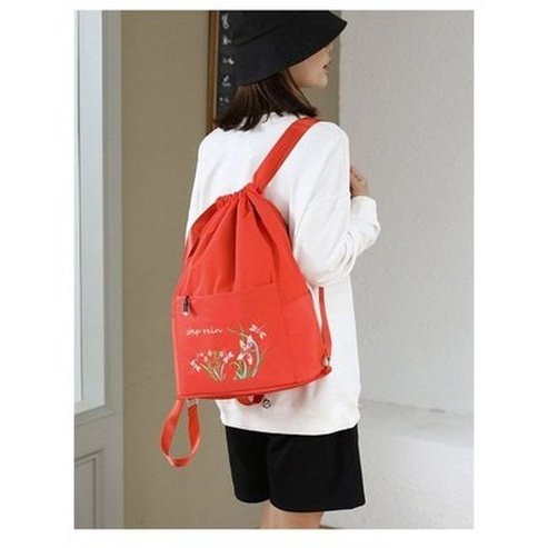 Embroidered Drawstring Backpack Backpacks Embroidered Drawstring Foldable Backpack