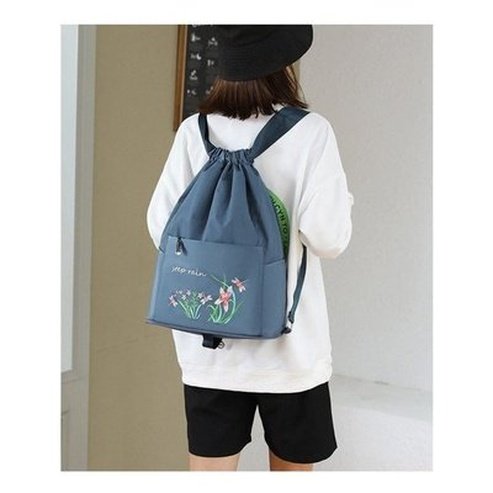 Embroidered Drawstring Backpack Backpacks Embroidered Drawstring Foldable Backpack