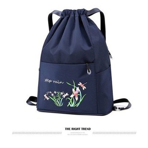 Embroidered Drawstring Backpack Backpacks Embroidered Drawstring Foldable Backpack