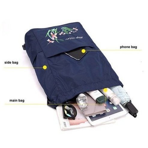 Embroidered Drawstring Backpack Backpacks Embroidered Drawstring Foldable Backpack