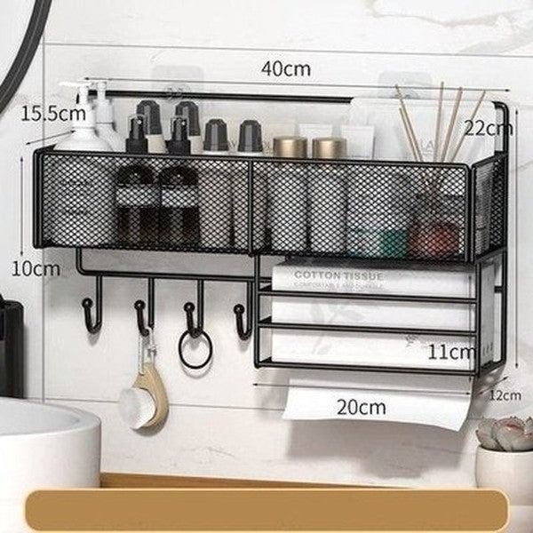 Gold Bathroom Shelf Bathroom Accessory Mounts Iron Mesh Shampoo Shower Rack · Dondepiso