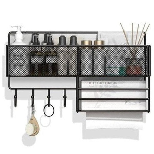 Gold Bathroom Shelf Bathroom Accessory Mounts Black Iron Mesh Shampoo Shower Rack · Dondepiso