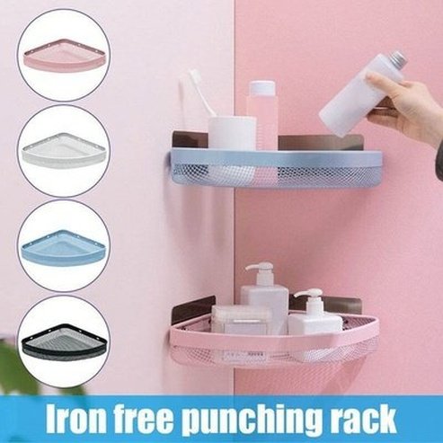 Bathroom Corner Rack Bathroom Accessory Mounts Punch-Free Bath Shampoo Corner Rack – Dondepiso