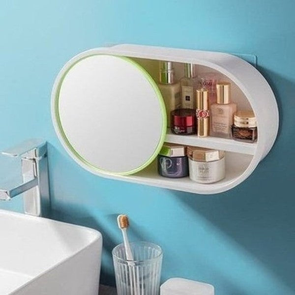Hanging Cosmetic Box Bathroom Accessory Mounts Wall Makeup Accessories Storage Box With Mirror · Dondepiso
