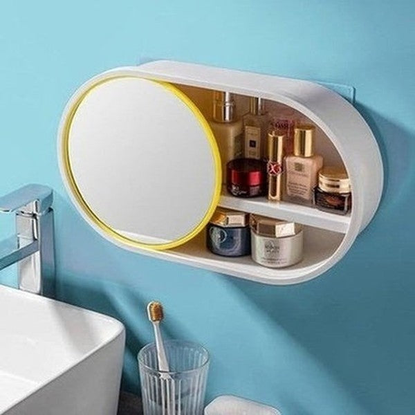 Hanging Cosmetic Box Bathroom Accessory Mounts Wall Makeup Accessories Storage Box With Mirror · Dondepiso