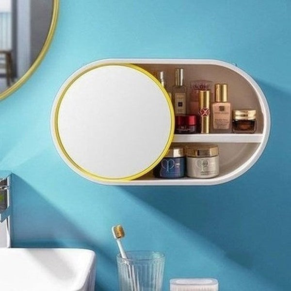 Hanging Cosmetic Box Bathroom Accessory Mounts Wall Makeup Accessories Storage Box With Mirror · Dondepiso