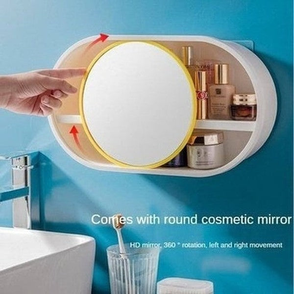 Hanging Cosmetic Box Bathroom Accessory Mounts Wall Makeup Accessories Storage Box With Mirror · Dondepiso