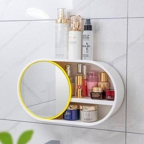 Hanging Cosmetic Box Bathroom Accessory Mounts Wall Makeup Accessories Storage Box With Mirror · Dondepiso