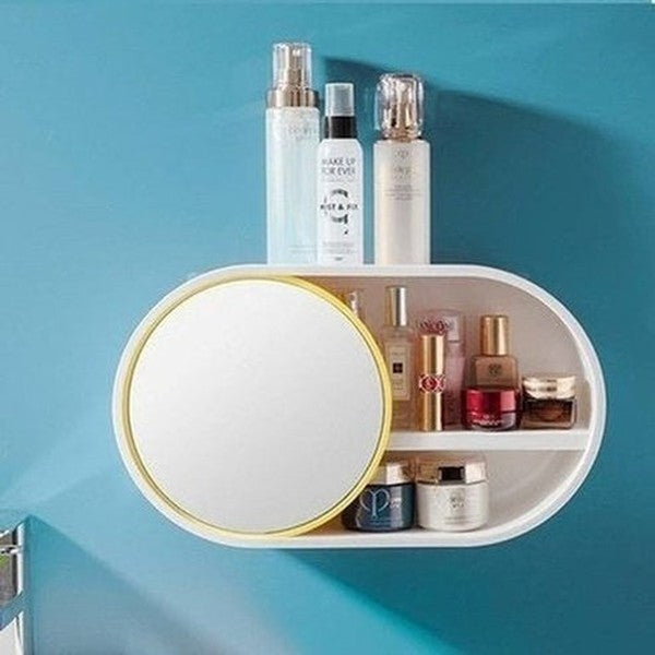 Hanging Cosmetic Box Bathroom Accessory Mounts Wall Makeup Accessories Storage Box With Mirror · Dondepiso