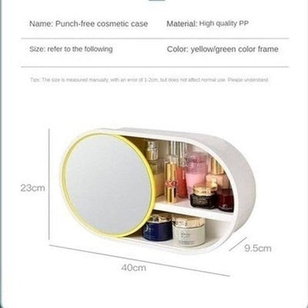 Hanging Cosmetic Box Bathroom Accessory Mounts Wall Makeup Accessories Storage Box With Mirror · Dondepiso