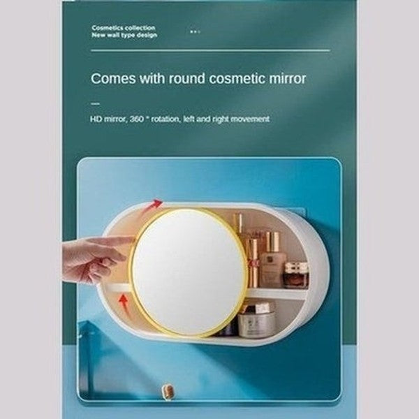 Hanging Cosmetic Box Bathroom Accessory Mounts Wall Makeup Accessories Storage Box With Mirror · Dondepiso