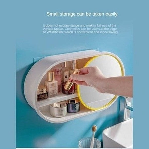 Hanging Cosmetic Box Bathroom Accessory Mounts Wall Makeup Accessories Storage Box With Mirror · Dondepiso