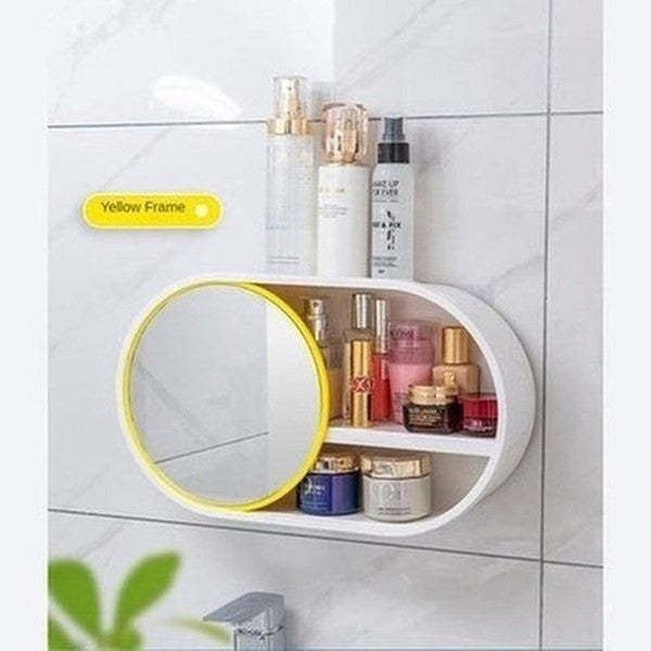 Hanging Cosmetic Box Bathroom Accessory Mounts Wall Makeup Accessories Storage Box With Mirror · Dondepiso