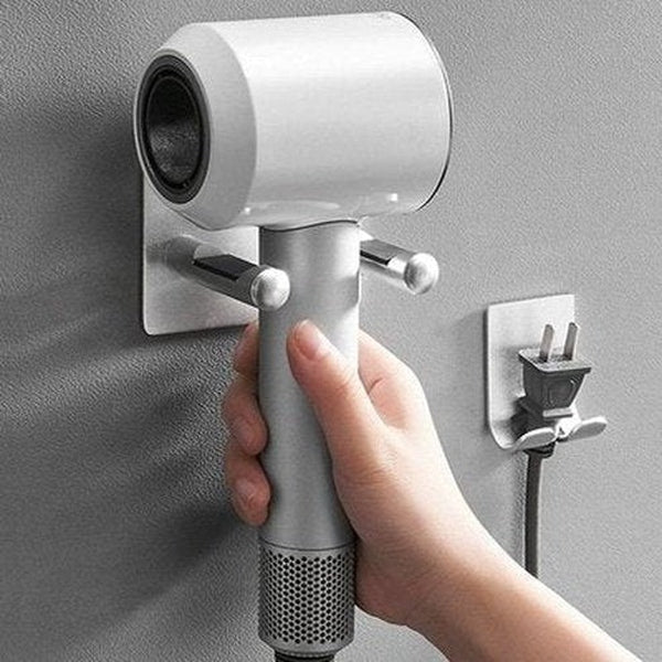 Wall Hair Dryer Rack Bathroom Accessory Mounts Silver Wall-Mounted Aluminum Hair Dryer Rack · Dondepiso