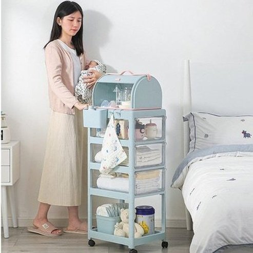 Multi-layer Bathroom Shelf Bathroom Vanities Cyan 4-Layer Rolling Shelf Mobile Bathroom Sundries - Dondepiso