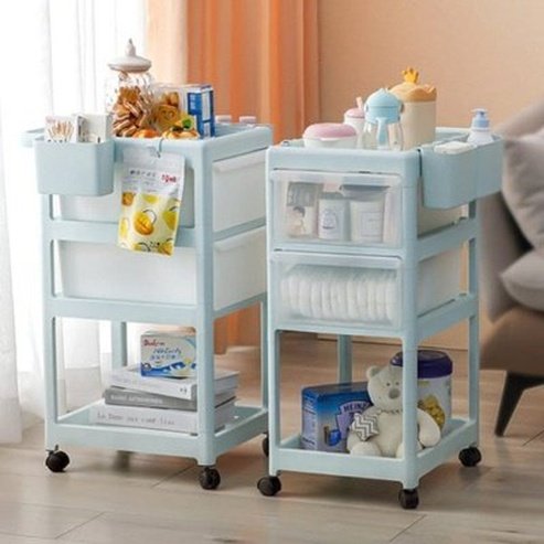 Multi-layer Bathroom Shelf Bathroom Vanities Cyan 4-Layer Rolling Shelf Mobile Bathroom Sundries - Dondepiso
