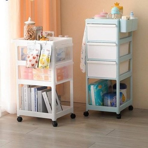Multi-layer Bathroom Shelf Bathroom Vanities Cyan 4-Layer Rolling Shelf Mobile Bathroom Sundries - Dondepiso