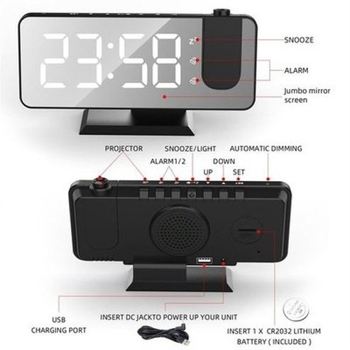 LED Projection Clock Clocks LED Digital Projection Alarm Clock - Dondepiso