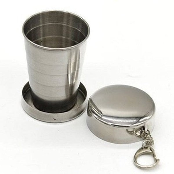 Retractable Cup With Keychain Coffee & Tea Cups Silver Stainless-Steel Retractable Cup With Keychain · Dondepiso