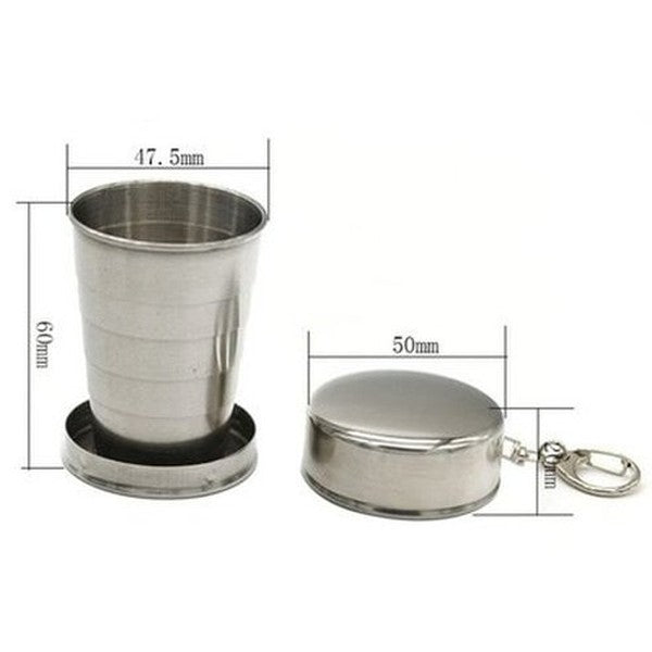 Retractable Cup With Keychain Coffee & Tea Cups Silver Stainless-Steel Retractable Cup With Keychain · Dondepiso