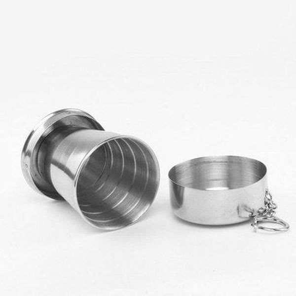 Retractable Cup With Keychain Coffee & Tea Cups Silver Stainless-Steel Retractable Cup With Keychain · Dondepiso
