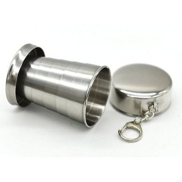 Retractable Cup With Keychain Coffee & Tea Cups Silver Stainless-Steel Retractable Cup With Keychain · Dondepiso