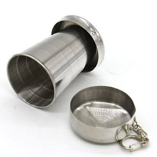 Retractable Cup With Keychain Coffee & Tea Cups Silver Stainless-Steel Retractable Cup With Keychain · Dondepiso