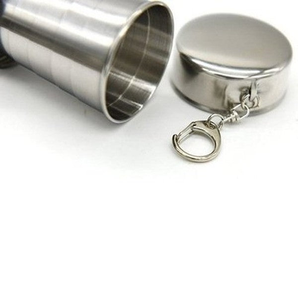 Retractable Cup With Keychain Coffee & Tea Cups Silver Stainless-Steel Retractable Cup With Keychain · Dondepiso