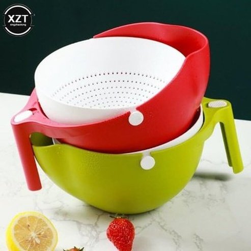 Fruit drain basket Colanders & Strainers Double Layer Vegetable Strainer Bowl for Sink – Dondepiso