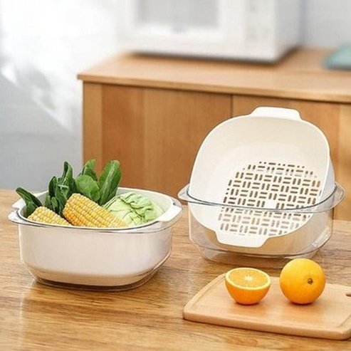 Vegetable Strainer Drainer PET Plastic Material Stackable Drain Bowl Large Capacity Durable Vegetable Cleaning Drain Bowl
