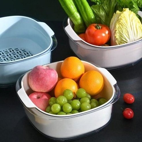 Vegetable Strainer Drainer PET Plastic Material Stackable Drain Bowl Large Capacity Durable Vegetable Cleaning Drain Bowl
