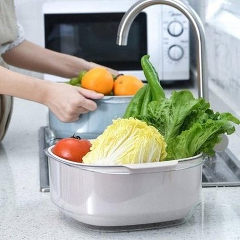 Vegetable Strainer Drainer PET Plastic Material Stackable Drain Bowl Large Capacity Durable Vegetable Cleaning Drain Bowl