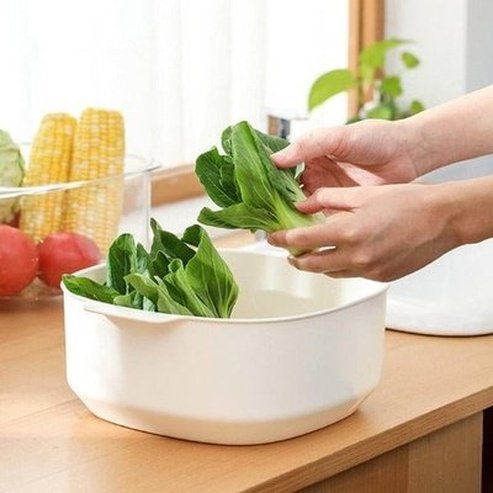 Vegetable Strainer Drainer PET Plastic Material Stackable Drain Bowl Large Capacity Durable Vegetable Cleaning Drain Bowl