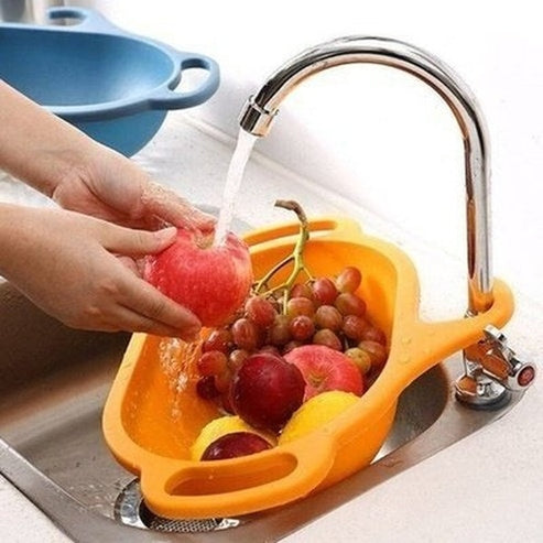 Kitchen Sink Drainer Colanders & Strainers Blue Multipurpose Kitchen Sink Drainer Fruit Basket – Dondepiso