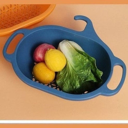 Kitchen Sink Drainer Colanders & Strainers Blue Multipurpose Kitchen Sink Drainer Fruit Basket – Dondepiso