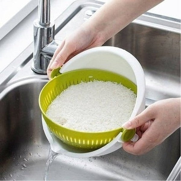 Spin food drainer Colanders & Strainers Green Spin double-layer lastic food drainer for sink – Dondepiso