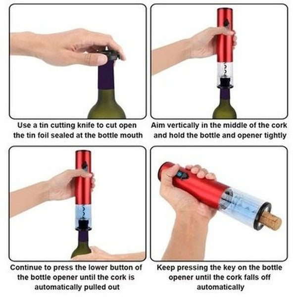 Safety Electric Corkscrew Corkscrews Durable safe electric corkscrew with foil cutter – Dondepiso