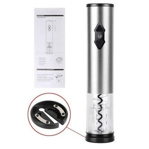 Safety Electric Corkscrew Corkscrews Silver Durable safe electric corkscrew with foil cutter – Dondepiso