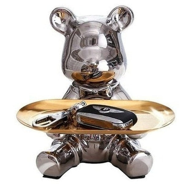 Cartoon Bear Decor Tray Decorative Trays Silver Nordic Style Luxury Electroplated Cartoon Bear Tray · Dondepiso