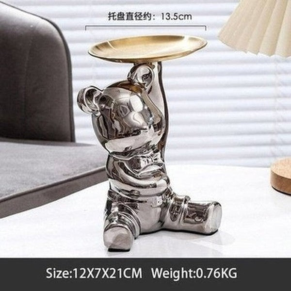 Cartoon Bear Decor Tray Decorative Trays Silver Nordic Style Luxury Electroplated Cartoon Bear Tray · Dondepiso