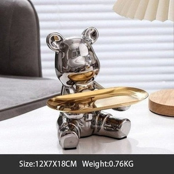Cartoon Bear Decor Tray Decorative Trays Silver Nordic Style Luxury Electroplated Cartoon Bear Tray · Dondepiso