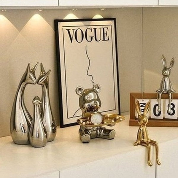 Cartoon Bear Decor Tray Decorative Trays Silver Nordic Style Luxury Electroplated Cartoon Bear Tray · Dondepiso