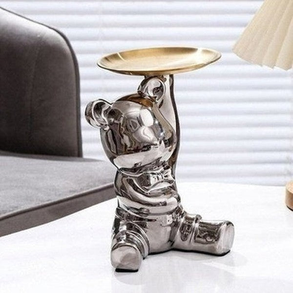 Cartoon Bear Decor Tray Decorative Trays Silver Nordic Style Luxury Electroplated Cartoon Bear Tray · Dondepiso