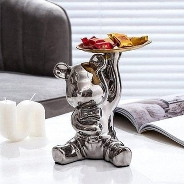 Cartoon Bear Decor Tray Decorative Trays Silver Nordic Style Luxury Electroplated Cartoon Bear Tray · Dondepiso