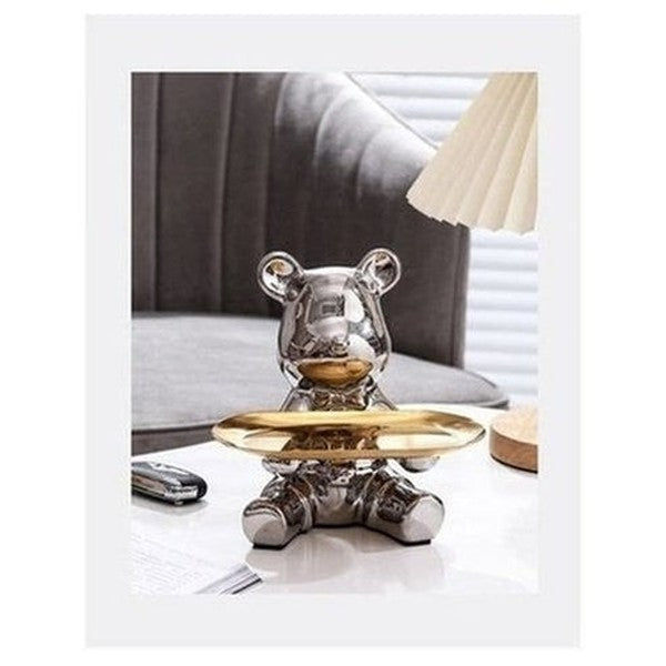 Cartoon Bear Decor Tray Decorative Trays Silver Nordic Style Luxury Electroplated Cartoon Bear Tray · Dondepiso